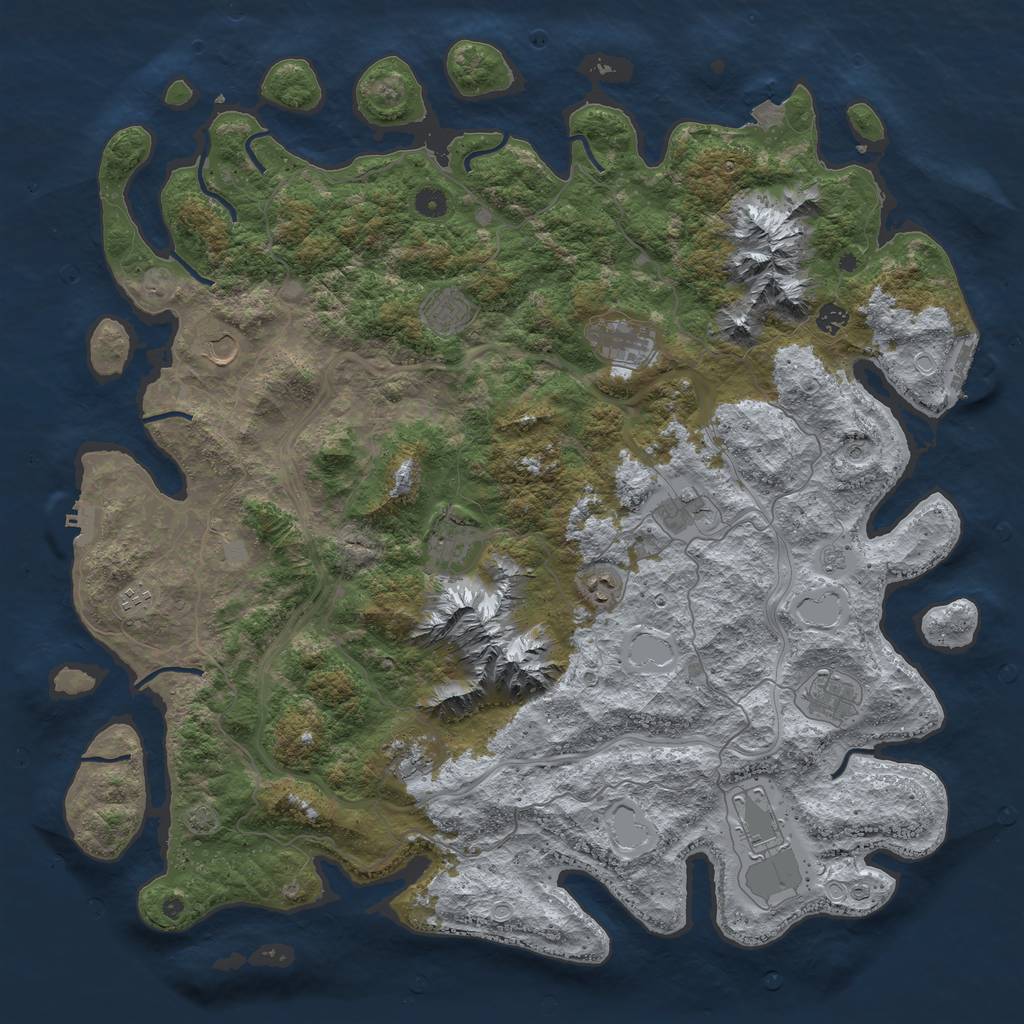 Rust Map: Procedural Map, Size: 5000, Seed: 676616119, 19 Monuments