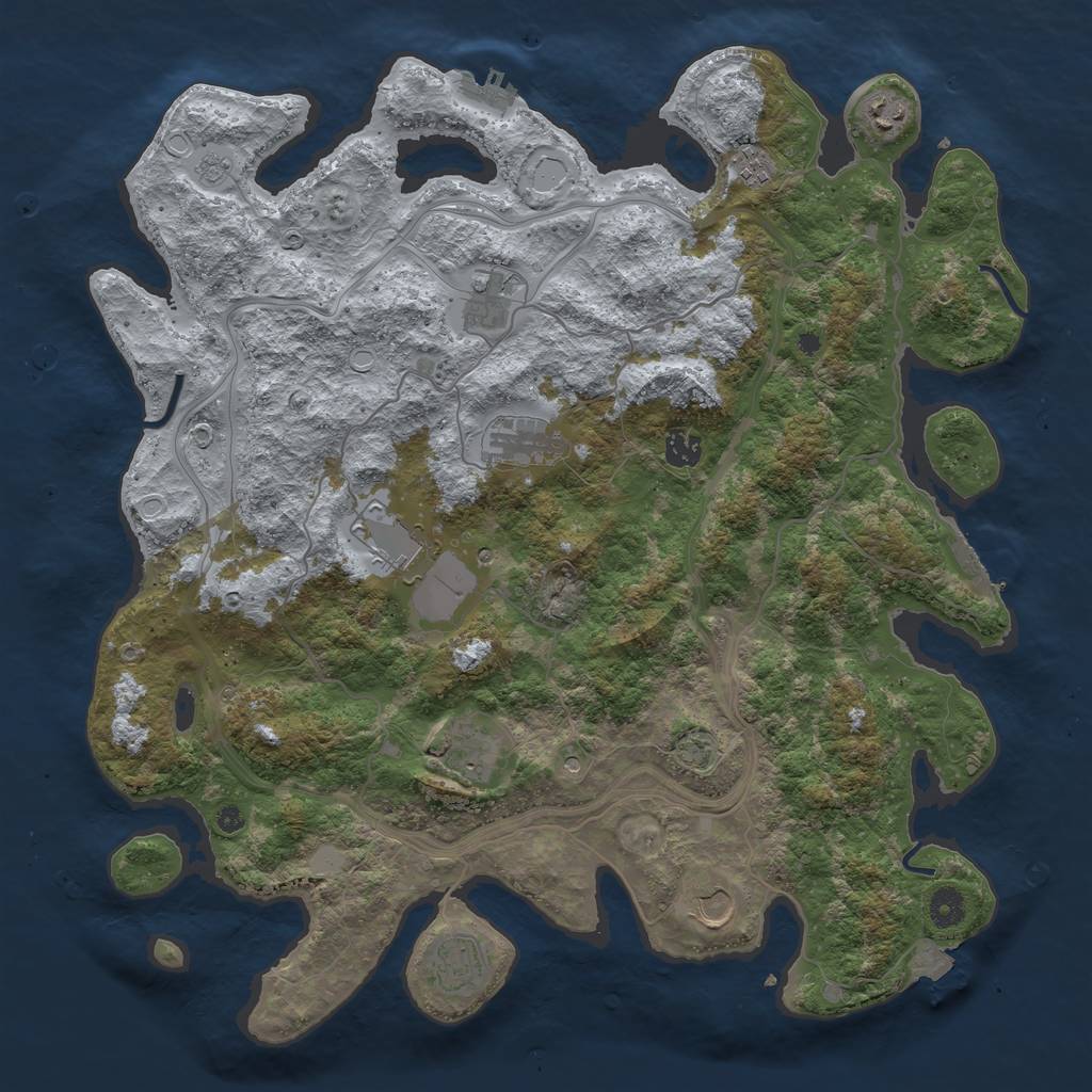 Rust Map: Procedural Map, Size: 4250, Seed: 46920245, 17 Monuments