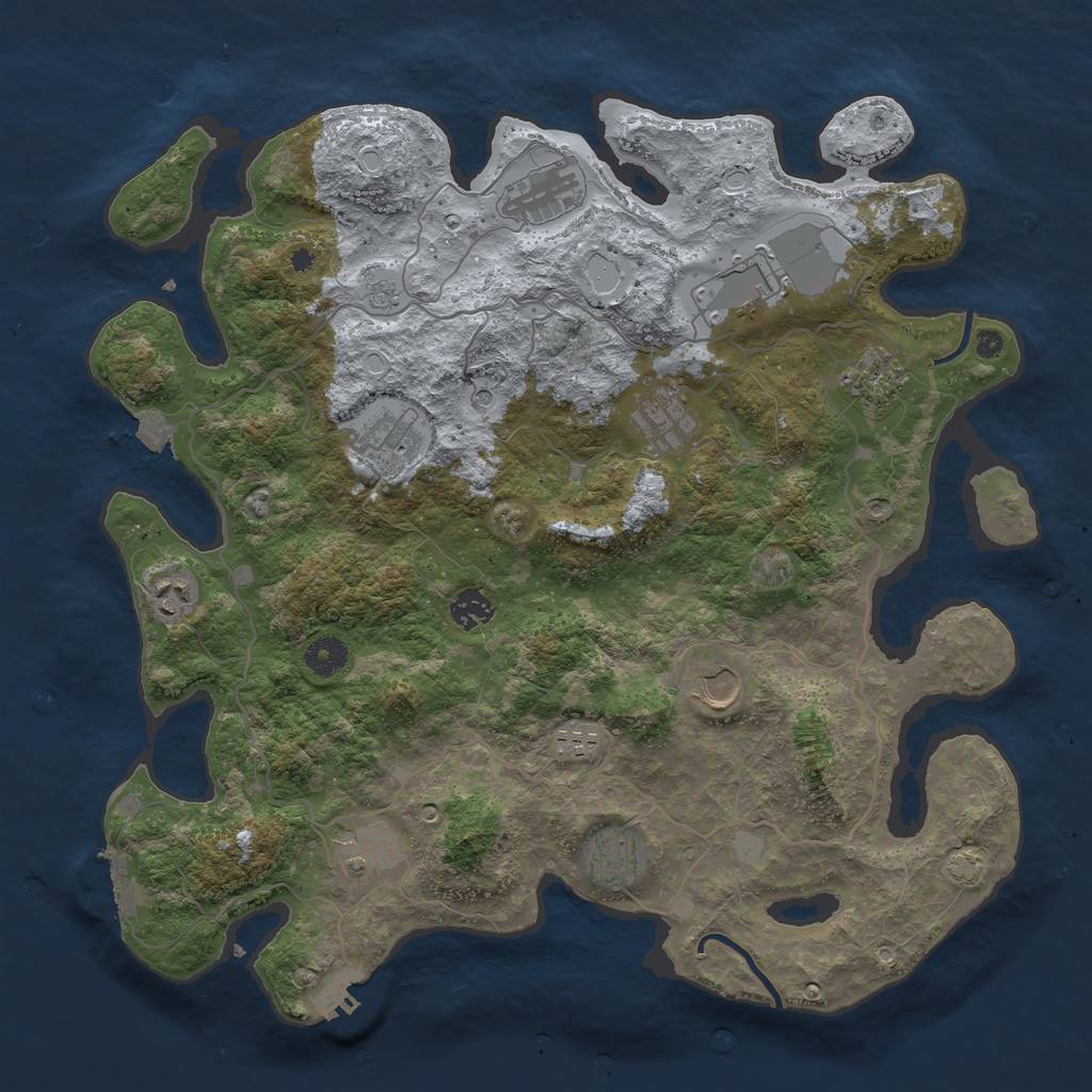Rust Map: Procedural Map, Size: 4050, Seed: 908310067, 19 Monuments