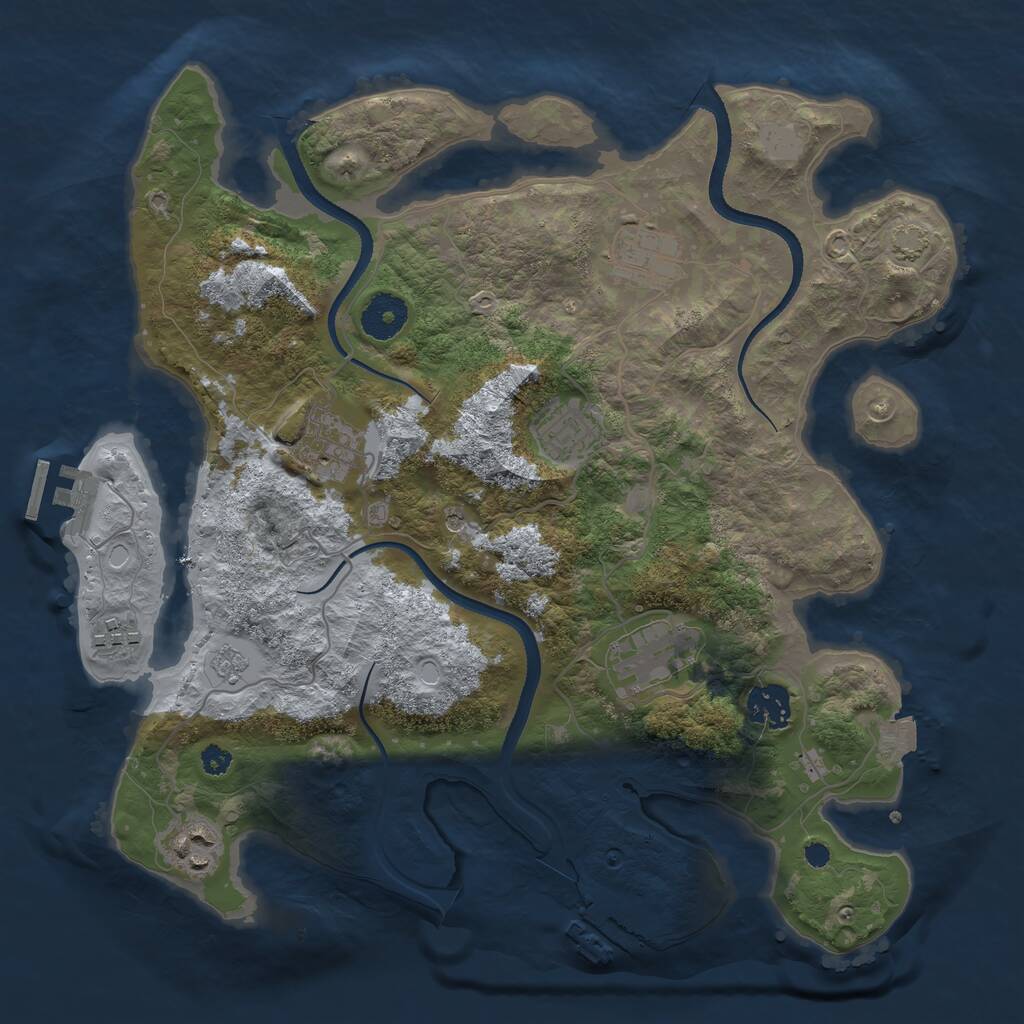 Rust Map: Procedural Map, Size: 3400, Seed: 852285523, 13 Monuments