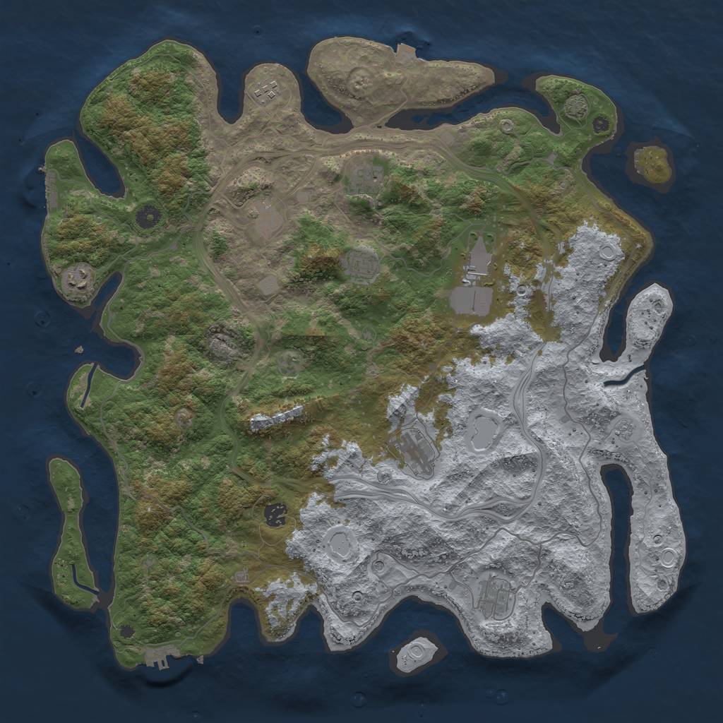 Rust Map: Procedural Map, Size: 4500, Seed: 1760489435, 17 Monuments