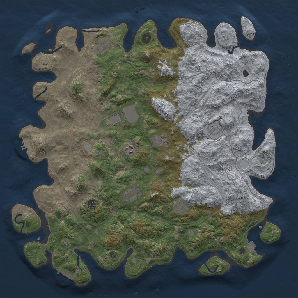 Rust Map: Procedural Map, Size: 4500, Seed: 543157048, 17 Monuments