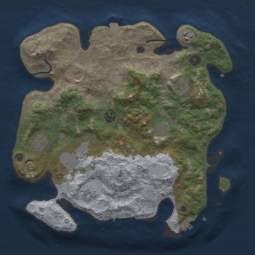 Rust Map: Procedural Map, Size: 3500, Seed: 149376145, 16 Monuments