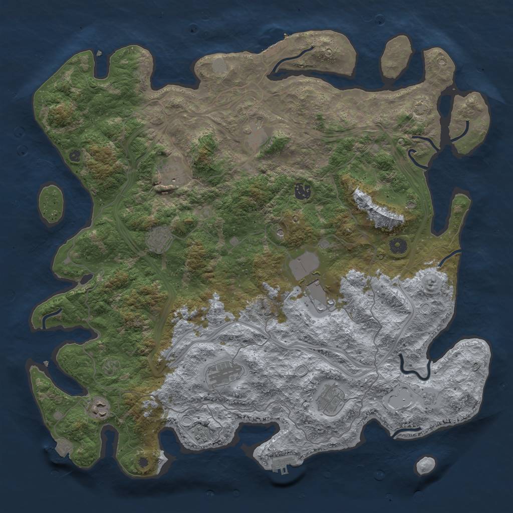 Rust Map: Procedural Map, Size: 4500, Seed: 590752206, 17 Monuments