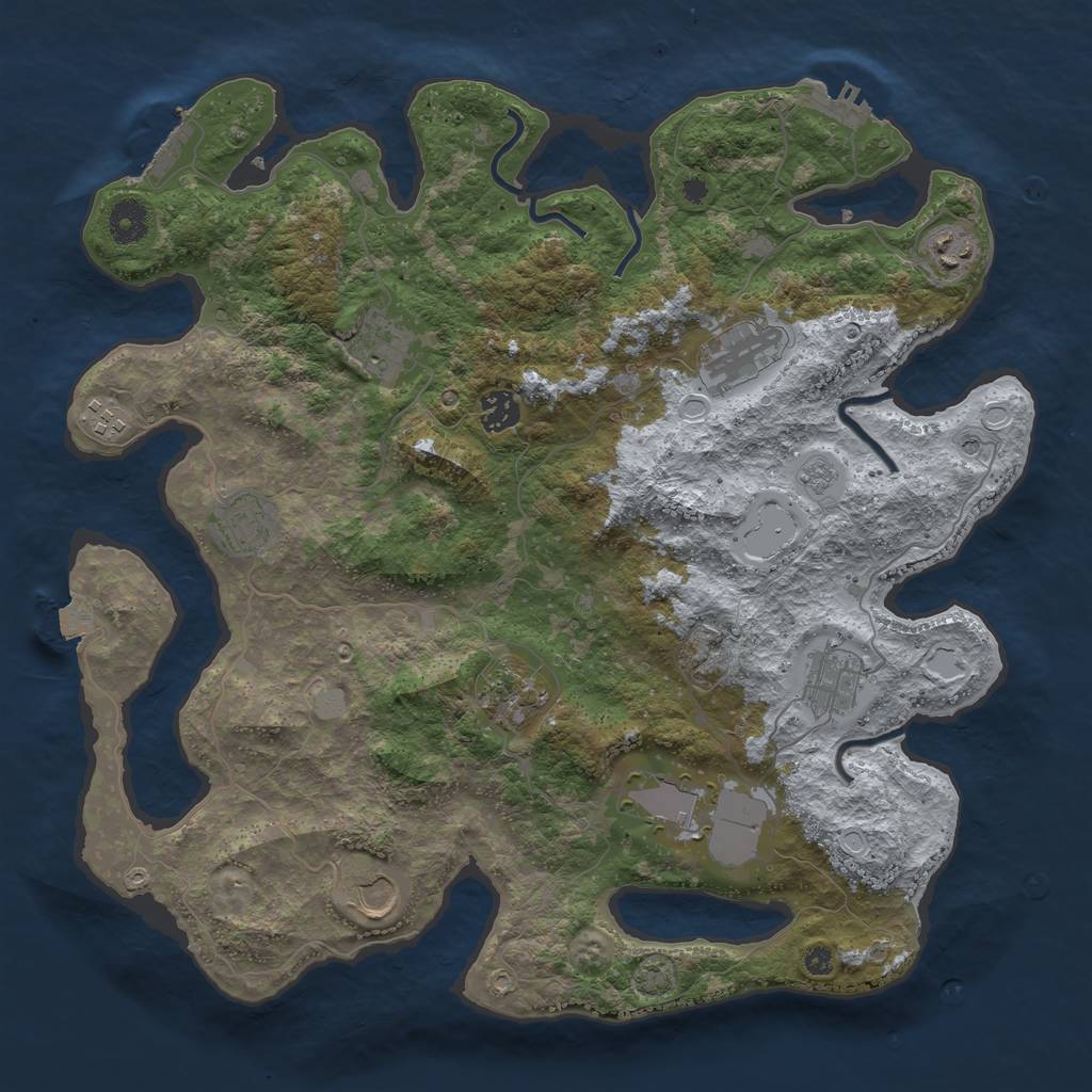 Rust Map: Procedural Map, Size: 3900, Seed: 13263058, 18 Monuments