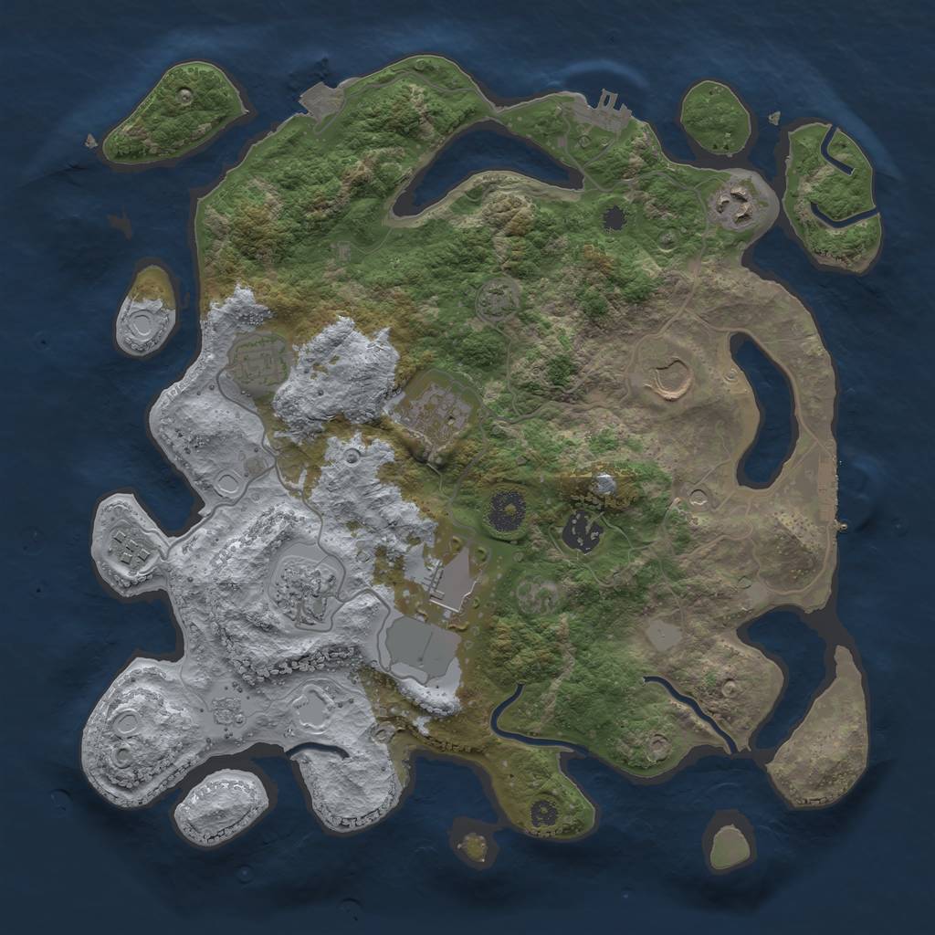 Rust Map: Procedural Map, Size: 3500, Seed: 56753, 16 Monuments