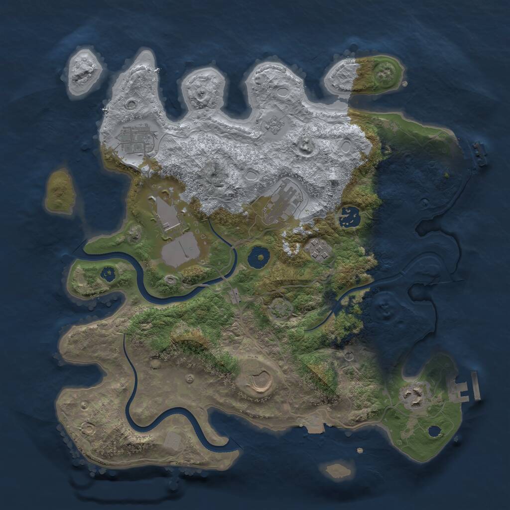 Rust Map: Procedural Map, Size: 3500, Seed: 667594984, 13 Monuments