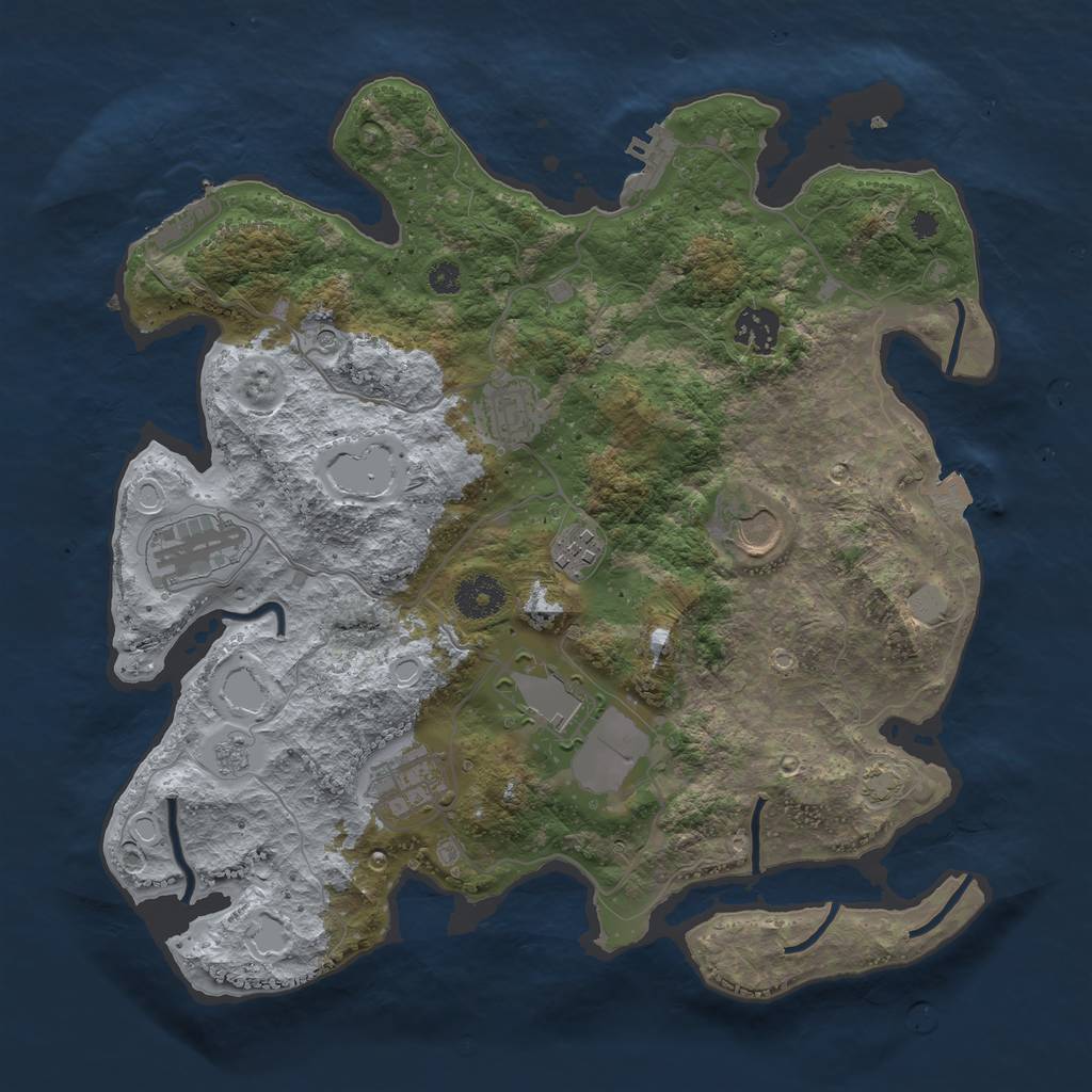 Rust Map: Procedural Map, Size: 3500, Seed: 1829381729, 15 Monuments