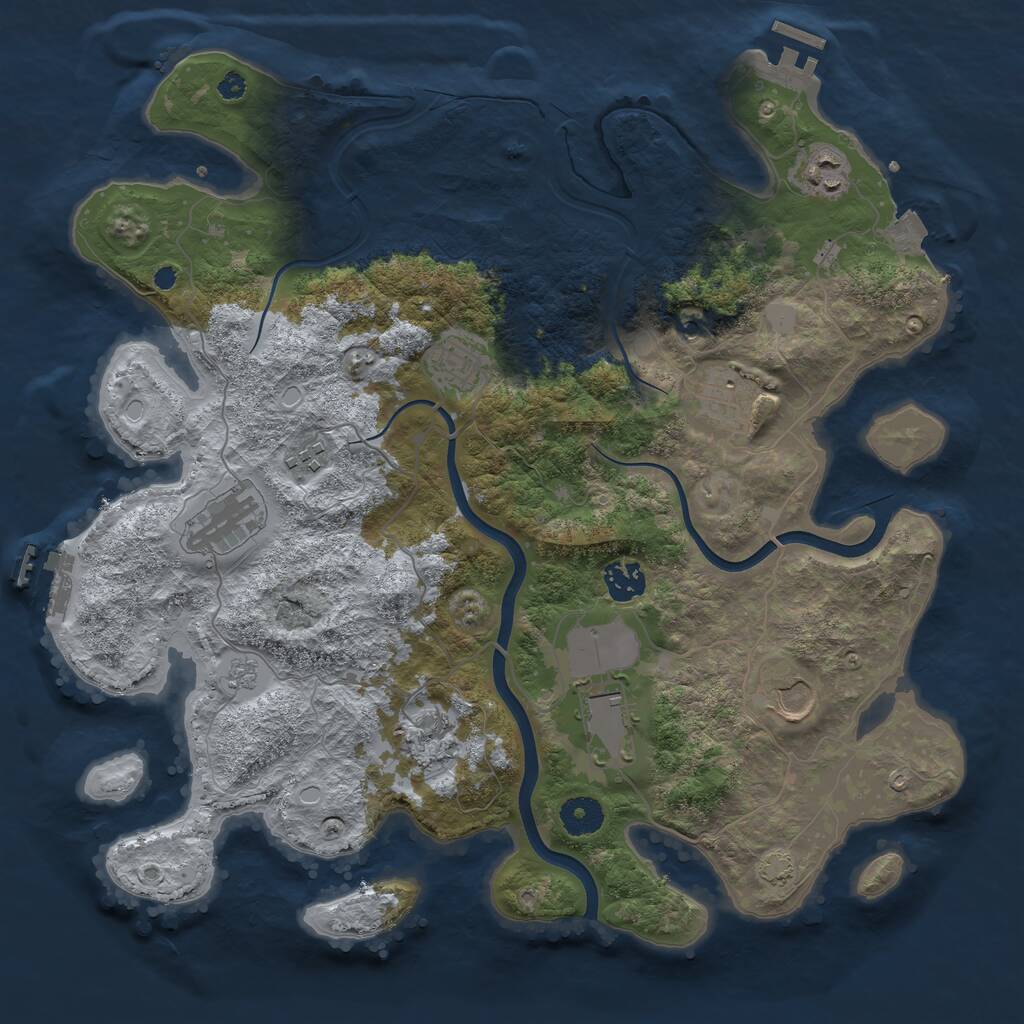 Rust Map: Procedural Map, Size: 3750, Seed: 663470268, 15 Monuments
