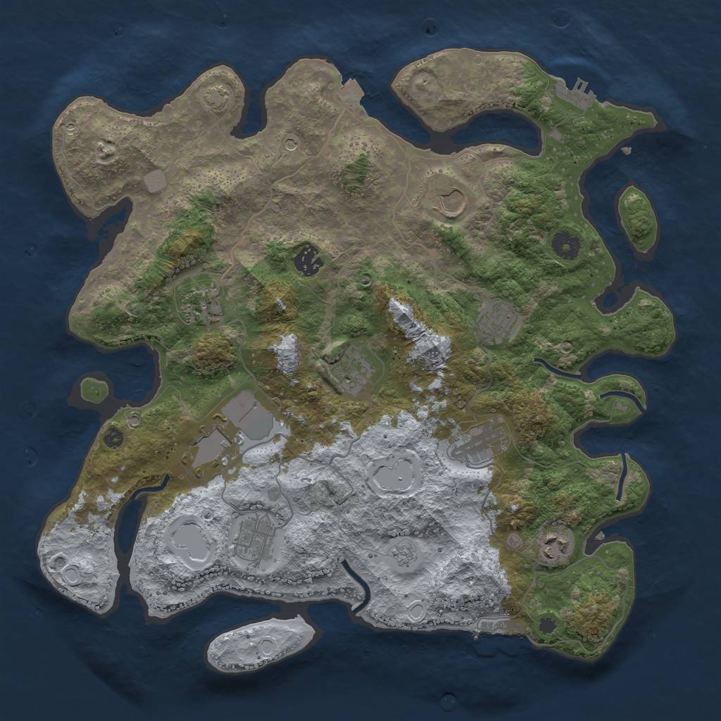 Rust Map: Procedural Map, Size: 3800, Seed: 263478, 17 Monuments
