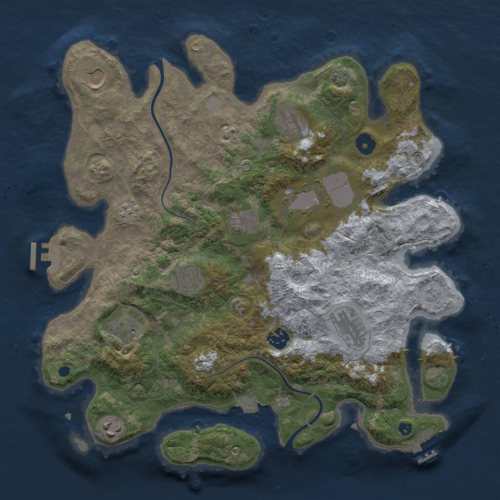 Rust Map: Procedural Map, Size: 3700, Seed: 1919679576, 16 Monuments