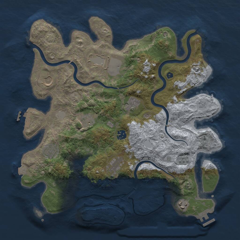 Rust Map: Procedural Map, Size: 3700, Seed: 1919679576, 15 Monuments