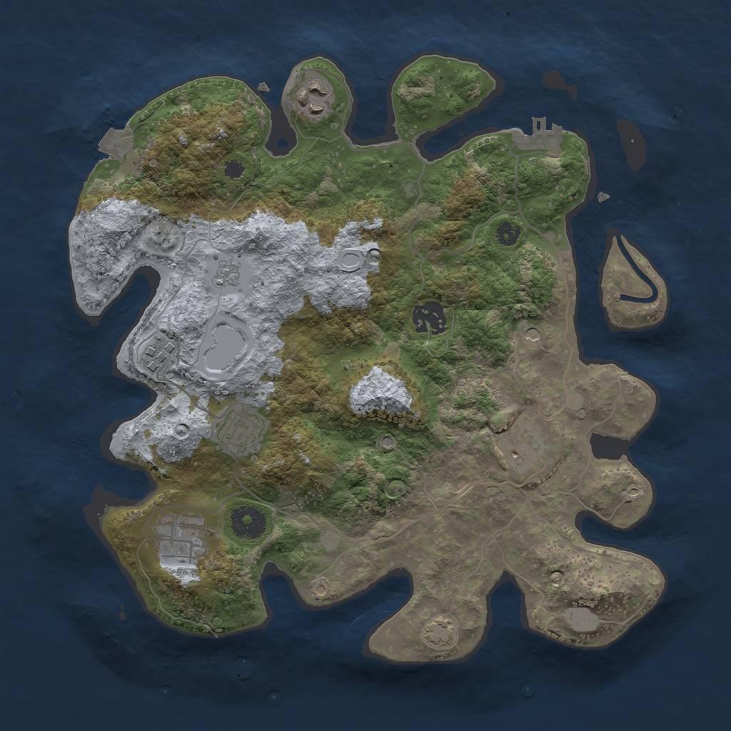 Rust Map: Procedural Map, Size: 3200, Seed: 879453, 13 Monuments