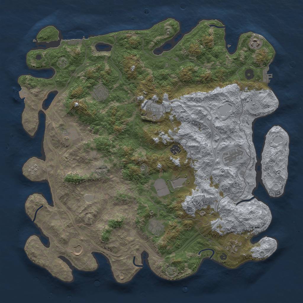 Rust Map: Procedural Map, Size: 4500, Seed: 1409866702, 19 Monuments
