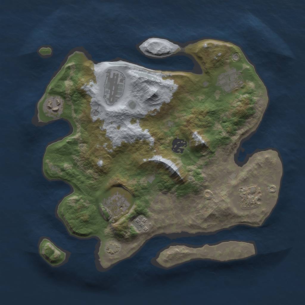 Rust Map: Barren, Size: 3000, Seed: 437188034, 11 Monuments