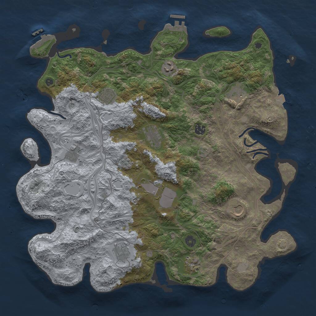 Rust Map: Procedural Map, Size: 4250, Seed: 129383437, 17 Monuments