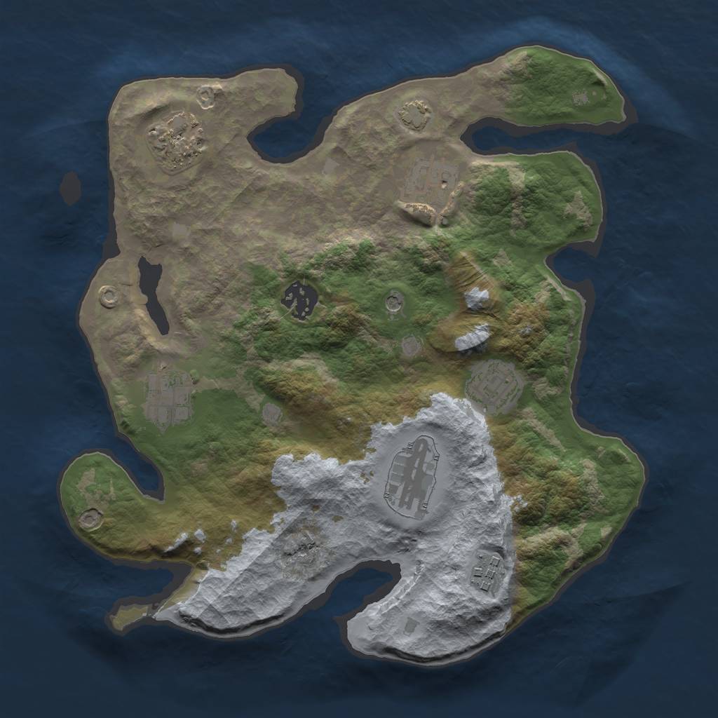 Rust Map: Barren, Size: 3000, Seed: 1241241525, 11 Monuments