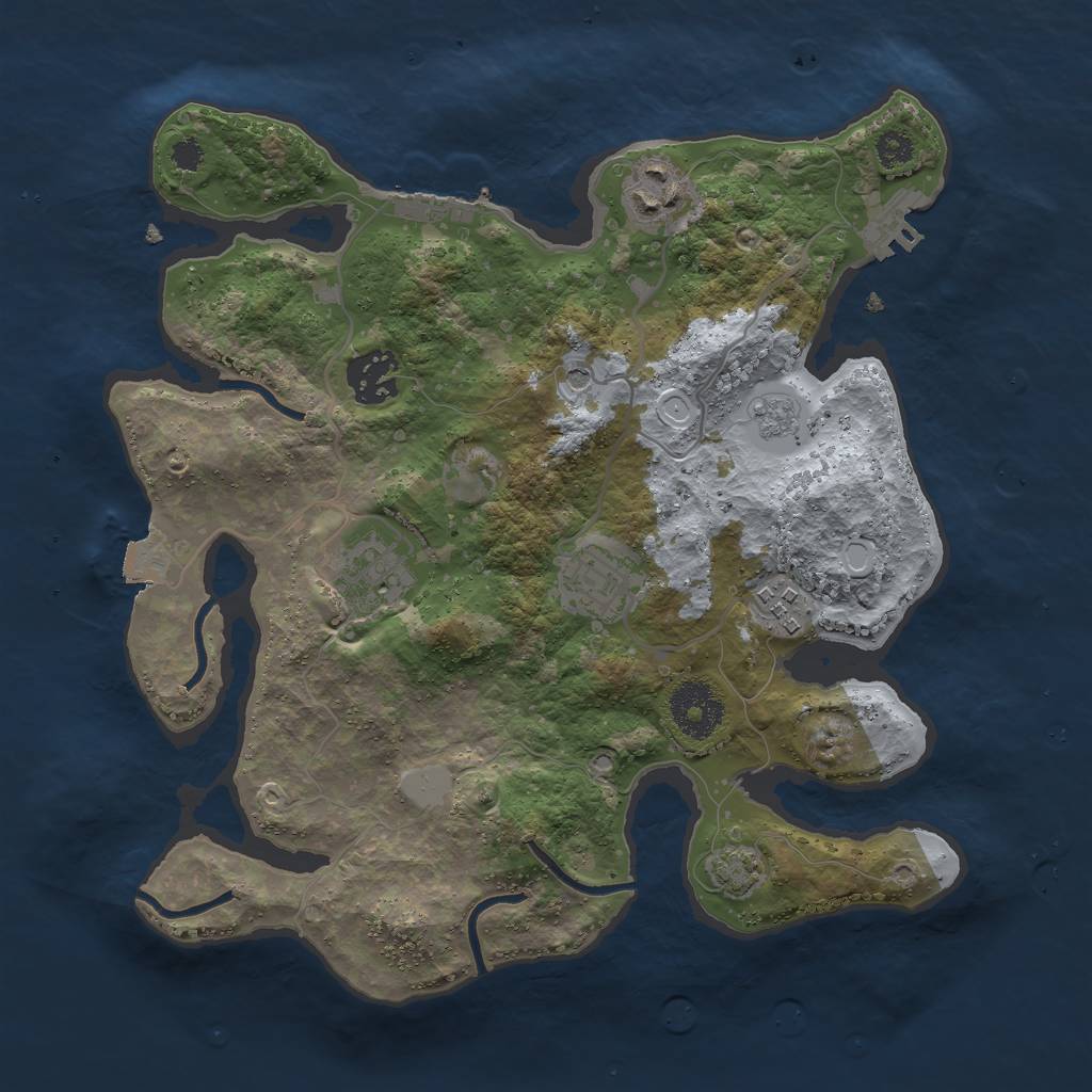 Rust Map: Procedural Map, Size: 3000, Seed: 537862, 13 Monuments