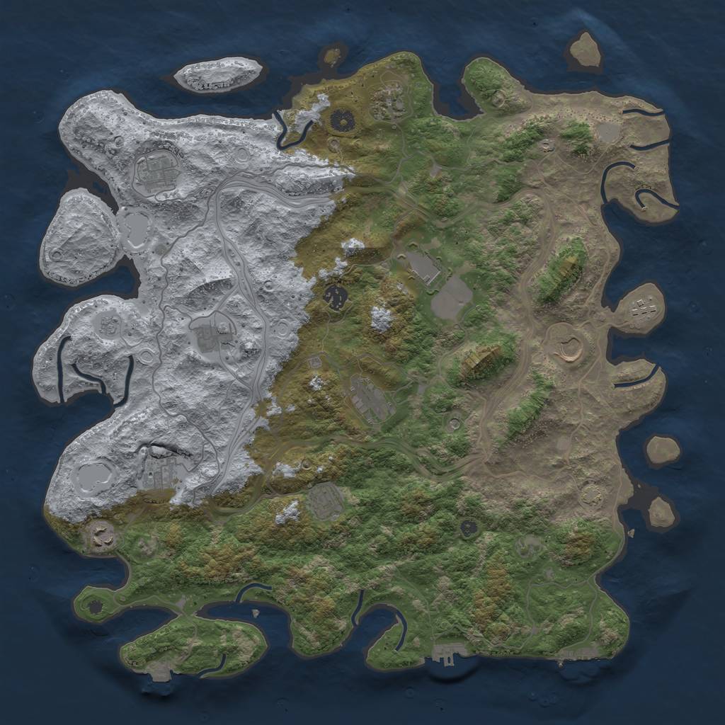 Rust Map: Procedural Map, Size: 4500, Seed: 103260916, 19 Monuments