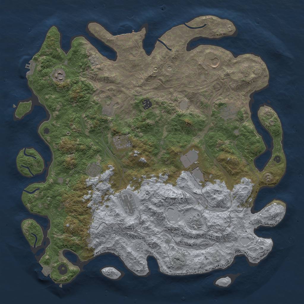 Rust Map: Procedural Map, Size: 4500, Seed: 1396924735, 19 Monuments