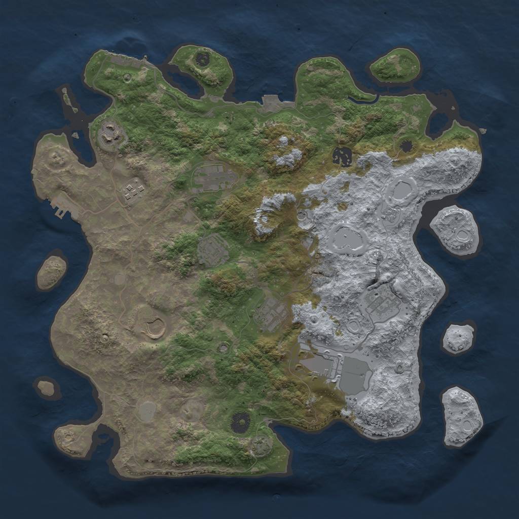 Rust Map: Procedural Map, Size: 3750, Seed: 368473, 17 Monuments