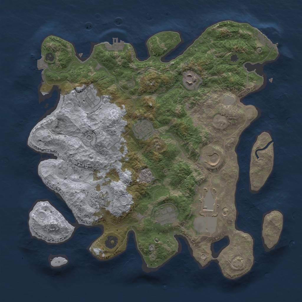 Rust Map: Procedural Map, Size: 3500, Seed: 40753868, 16 Monuments