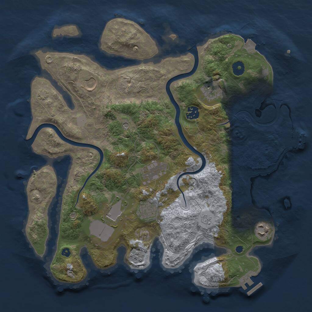 Rust Map: Procedural Map, Size: 3500, Seed: 23148461, 14 Monuments