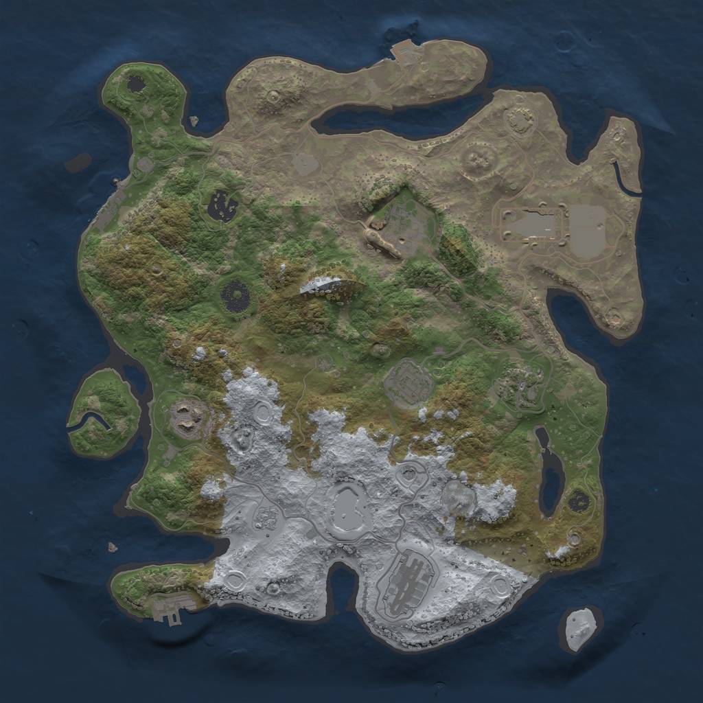 Rust Map: Procedural Map, Size: 3500, Seed: 2028104716, 15 Monuments