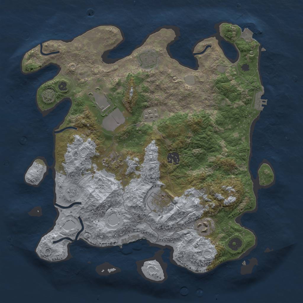 Rust Map: Procedural Map, Size: 3500, Seed: 1706512405, 15 Monuments