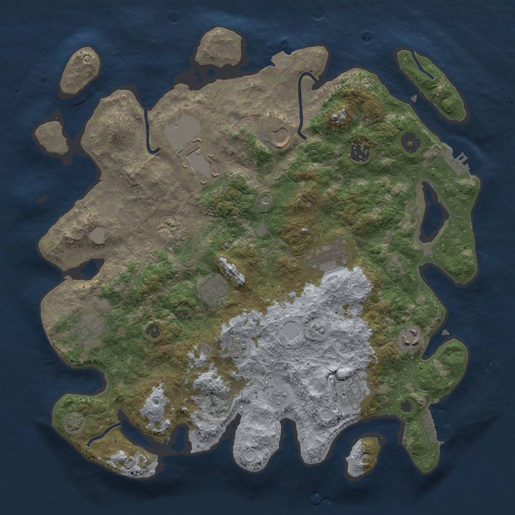 Rust Map: Procedural Map, Size: 3850, Seed: 9470494, 18 Monuments