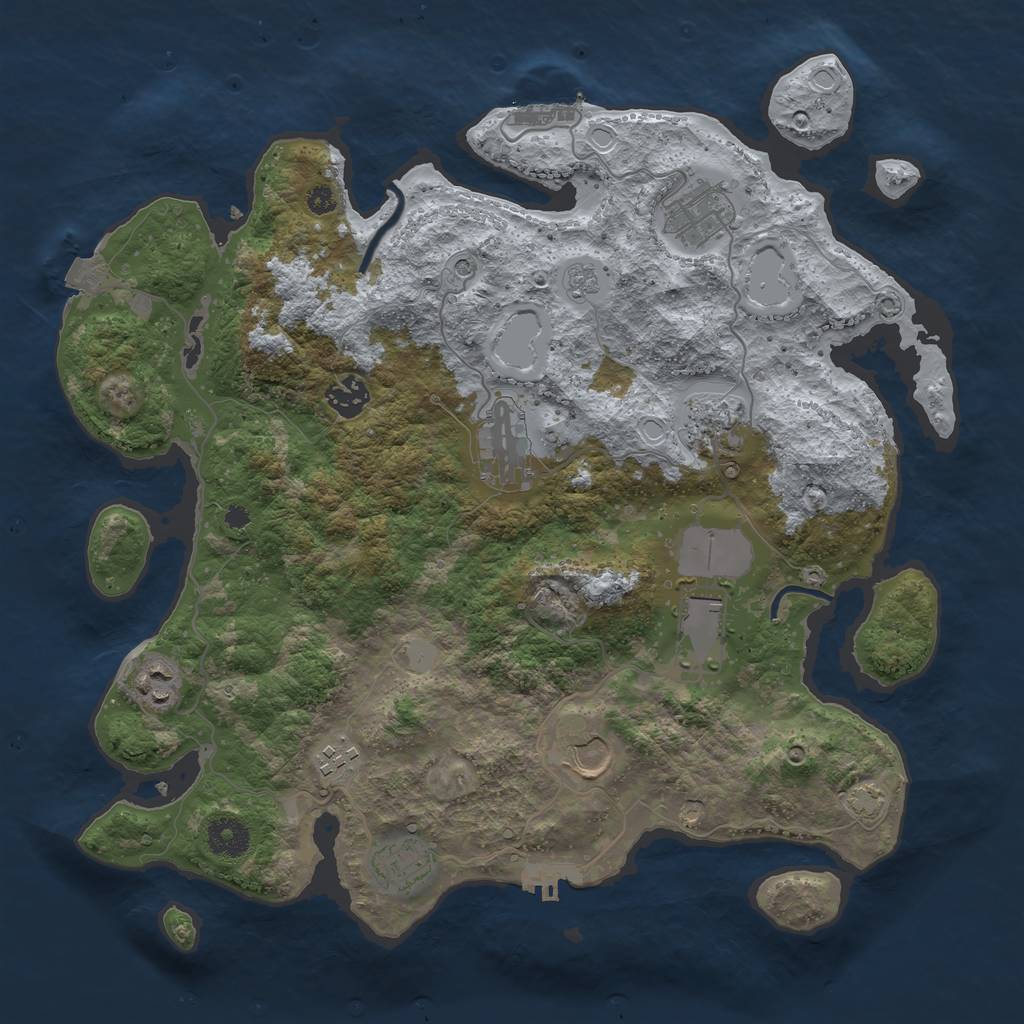 Rust Map: Procedural Map, Size: 3700, Seed: 75570795, 17 Monuments