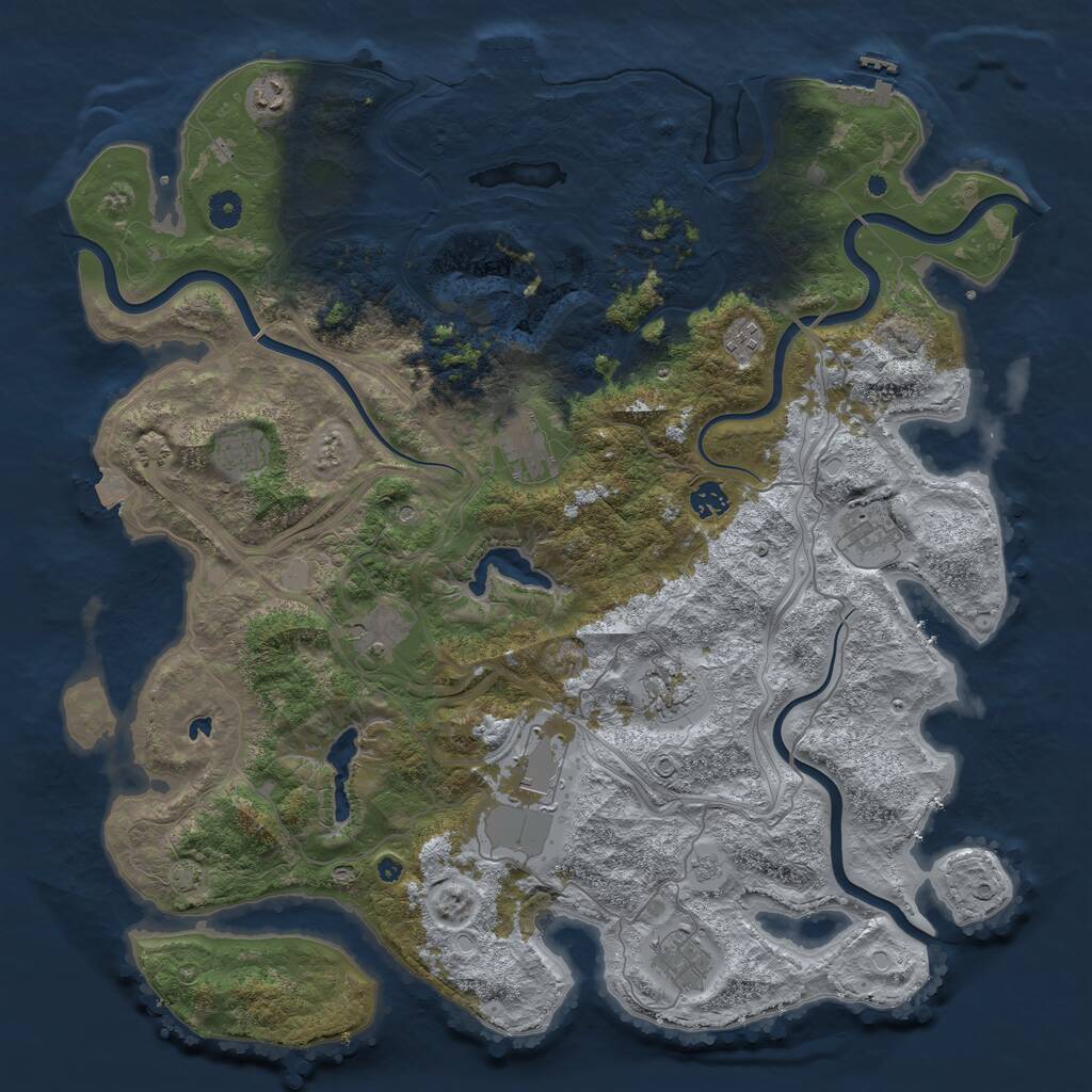 Rust Map: Procedural Map, Size: 4500, Seed: 247363126, 16 Monuments