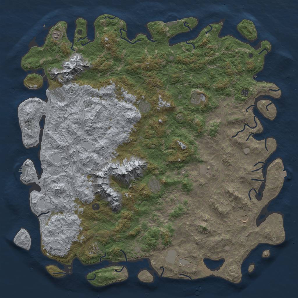 Rust Map: Procedural Map, Size: 6000, Seed: 2451345, 19 Monuments