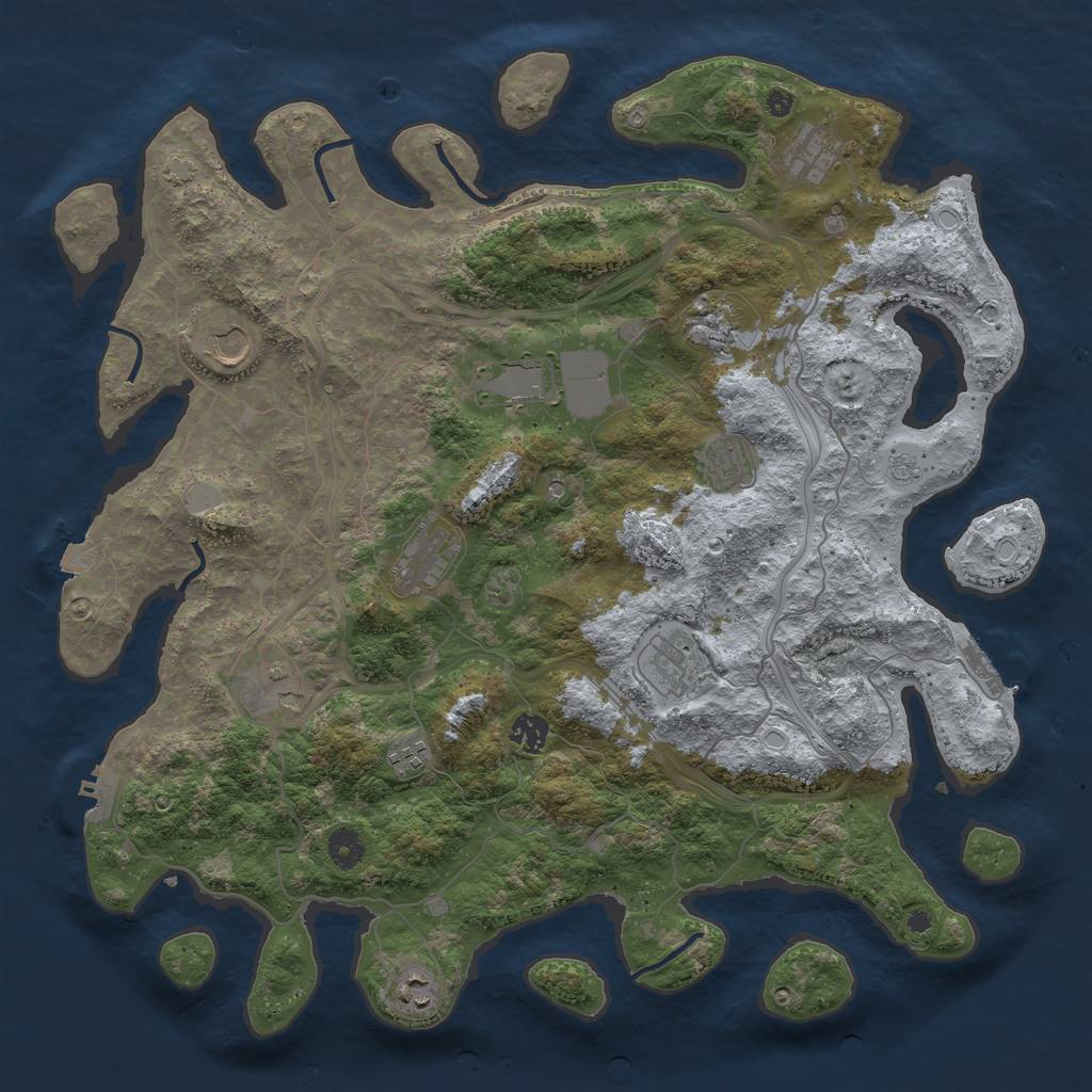 Rust Map: Procedural Map, Size: 4250, Seed: 74066689, 19 Monuments