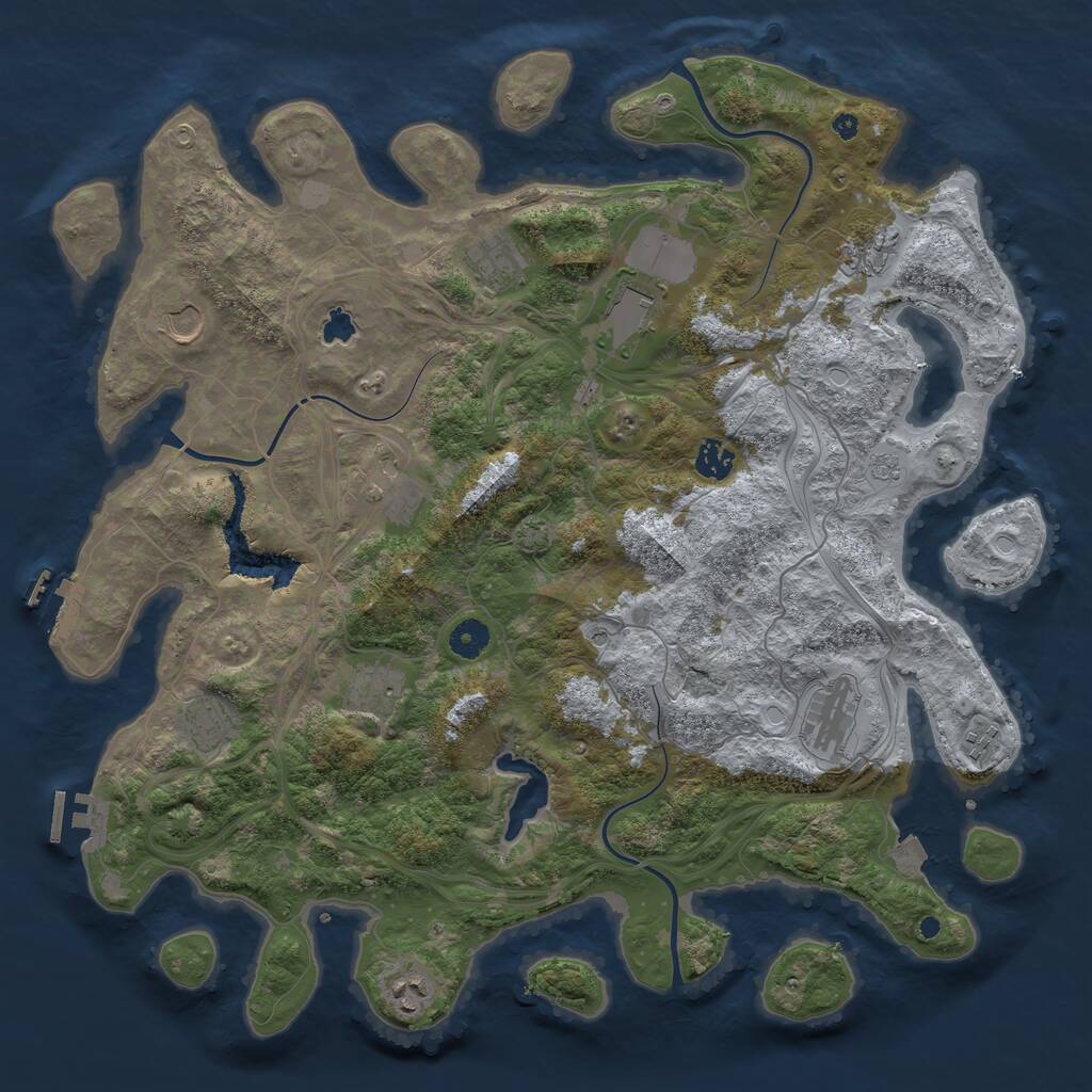 Rust Map: Procedural Map, Size: 4250, Seed: 74066689, 17 Monuments
