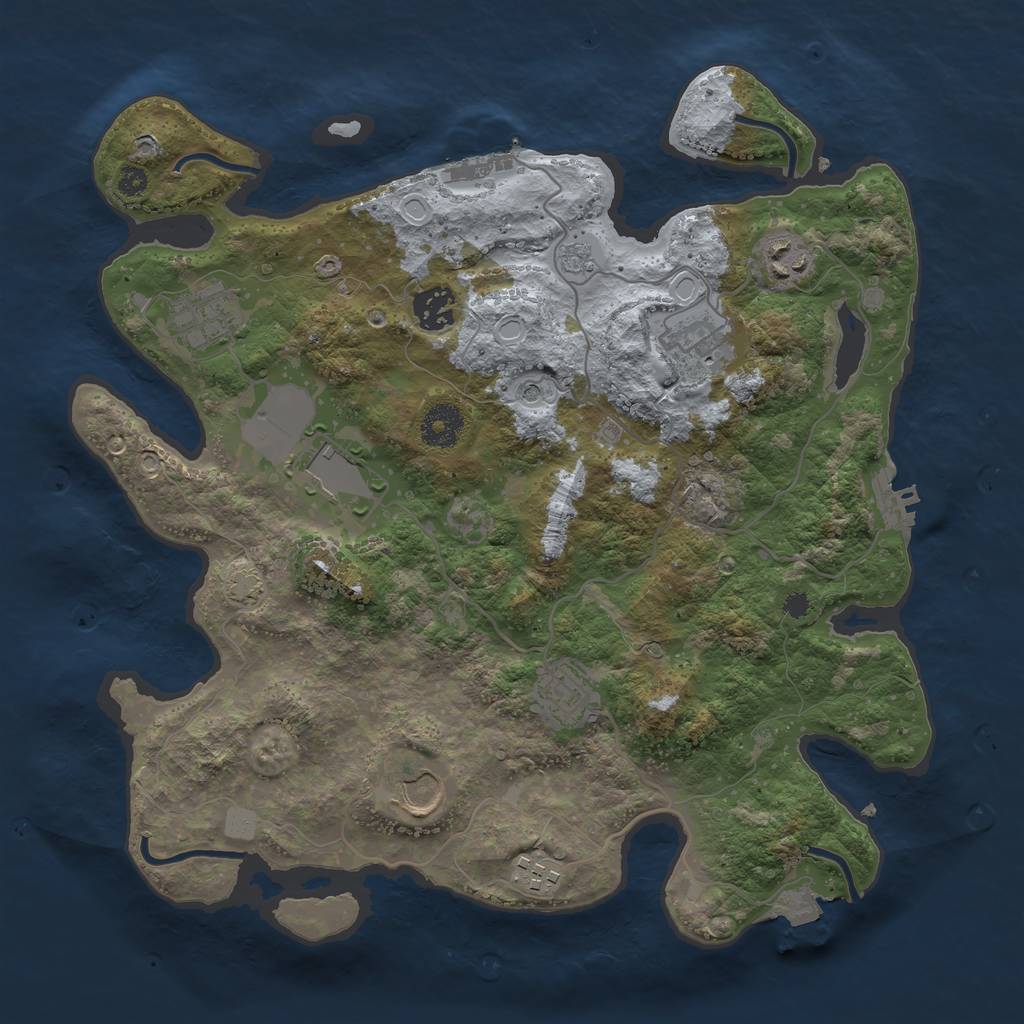 Rust Map: Procedural Map, Size: 3500, Seed: 2563, 16 Monuments