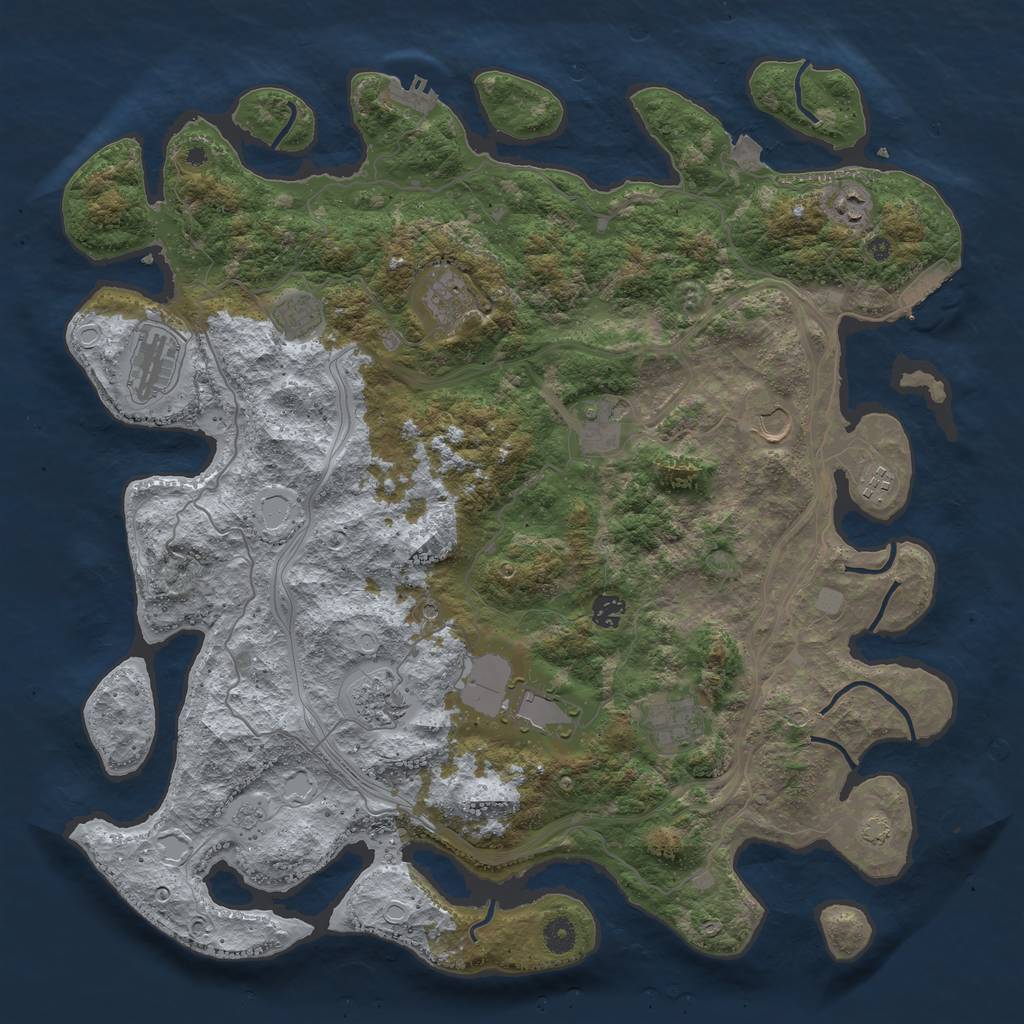 Rust Map: Procedural Map, Size: 4500, Seed: 334707542, 19 Monuments