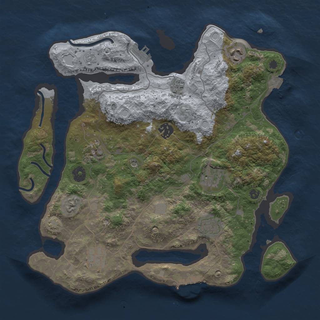 Rust Map: Procedural Map, Size: 3250, Seed: 576763087, 15 Monuments