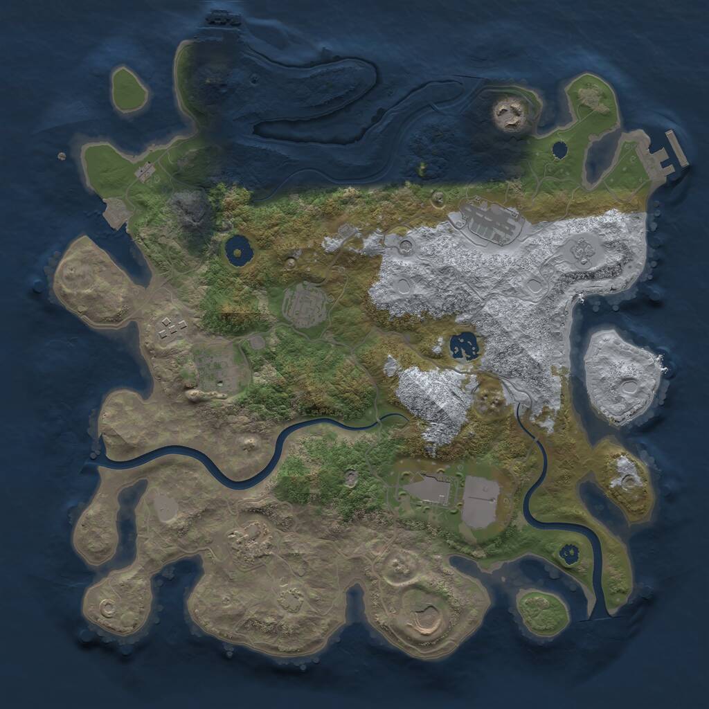 Rust Map: Procedural Map, Size: 3650, Seed: 90393626, 15 Monuments
