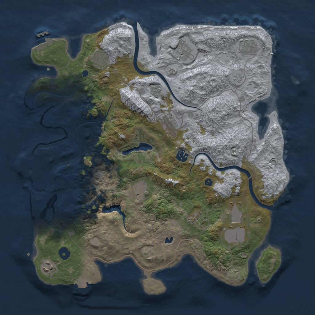 Rust Map: Procedural Map, Size: 4000, Seed: 681002847, 16 Monuments