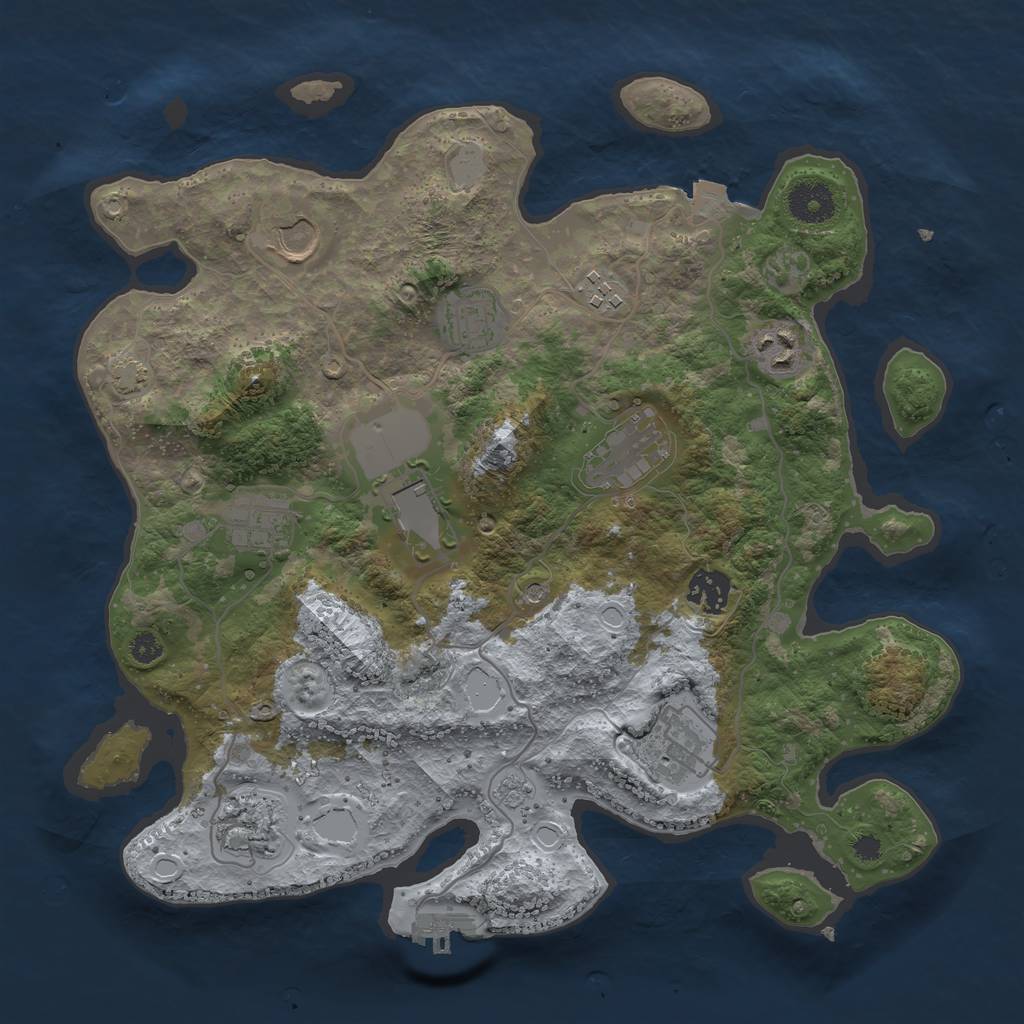 Rust Map: Procedural Map, Size: 3500, Seed: 41069570, 17 Monuments