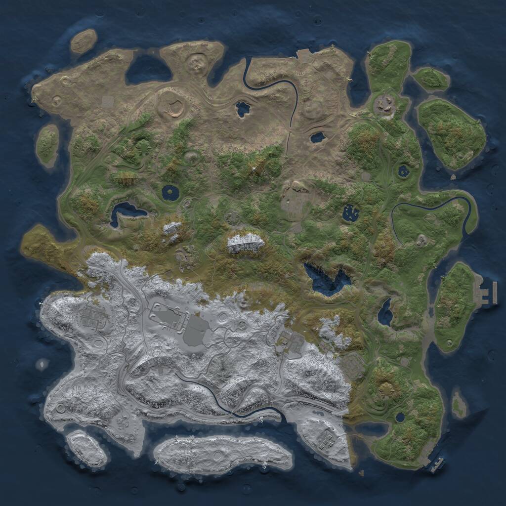 Rust Map: Procedural Map, Size: 4500, Seed: 1897667126, 16 Monuments