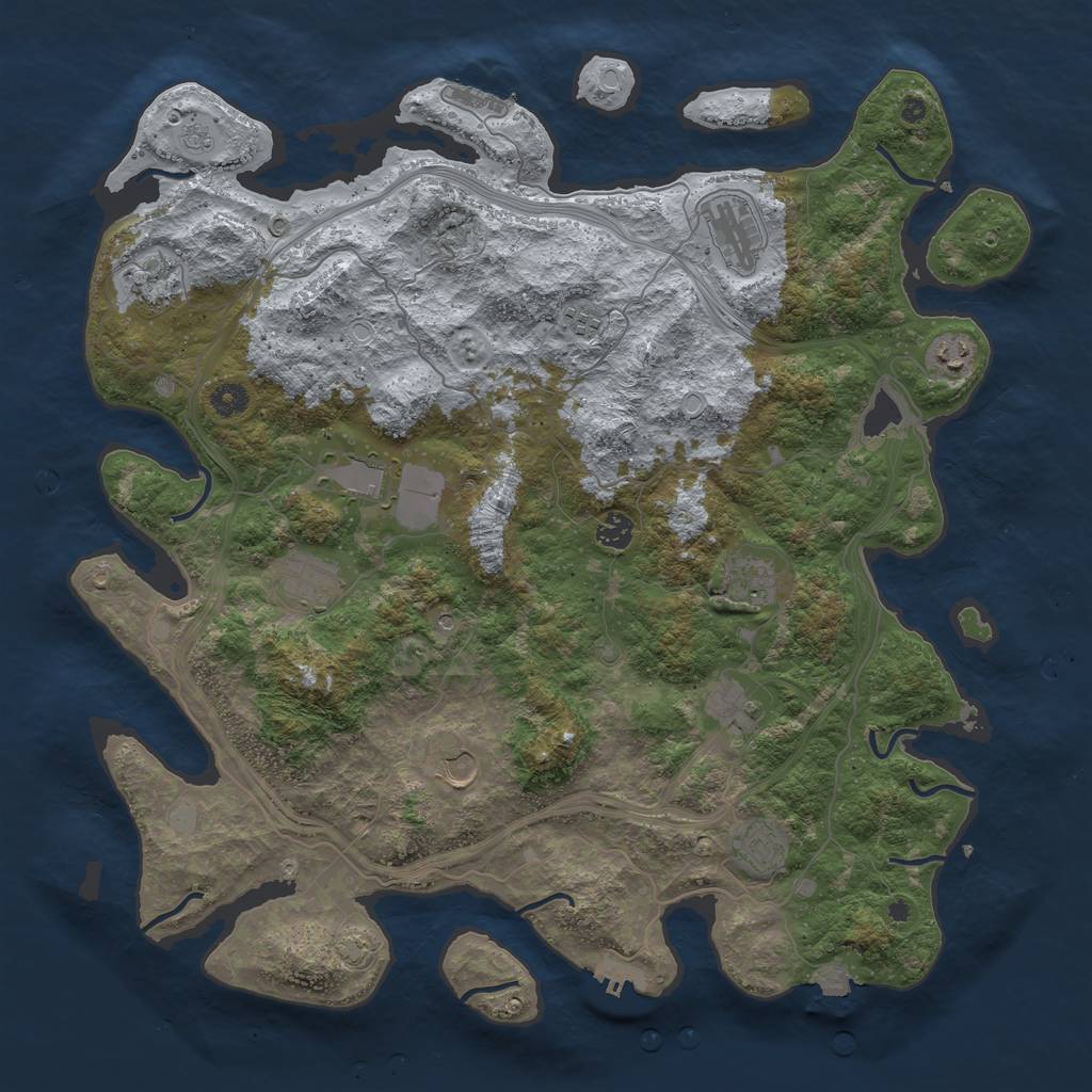 Rust Map: Procedural Map, Size: 4500, Seed: 1184473456, 19 Monuments