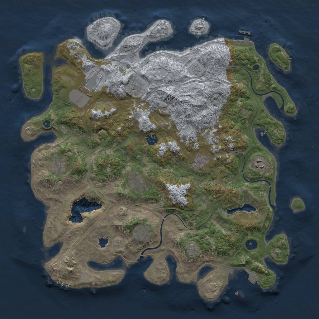 Rust Map: Procedural Map, Size: 4250, Seed: 294972662, 14 Monuments