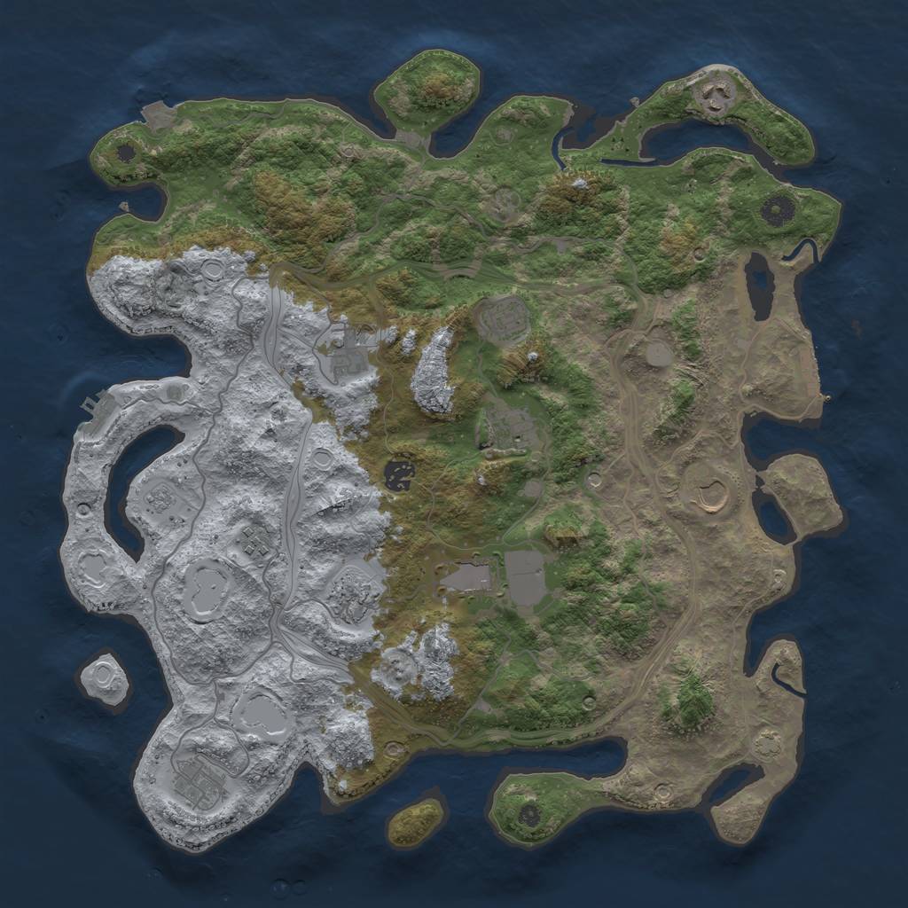 Rust Map: Procedural Map, Size: 4250, Seed: 2048563727, 18 Monuments