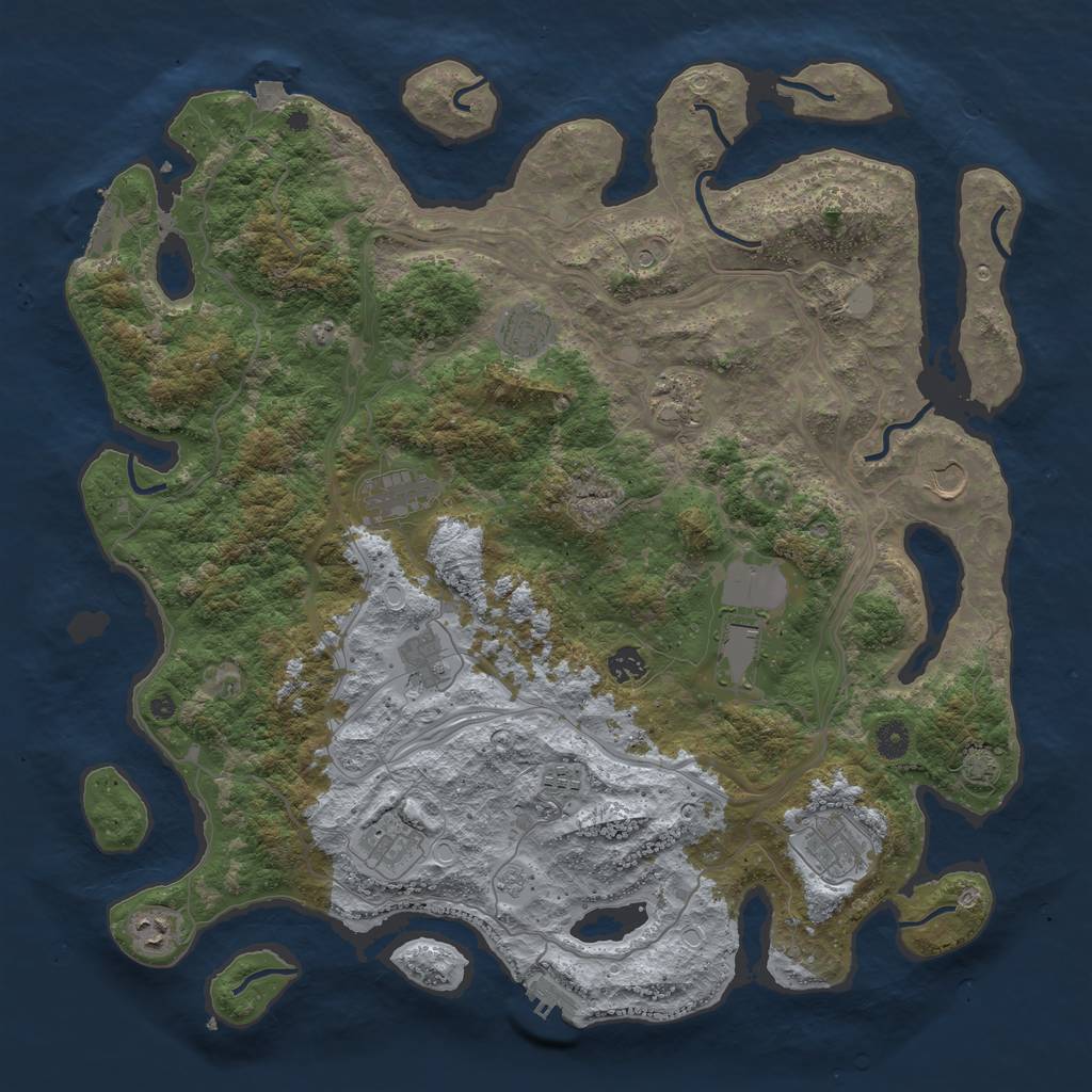 Rust Map: Procedural Map, Size: 4500, Seed: 1346174189, 19 Monuments