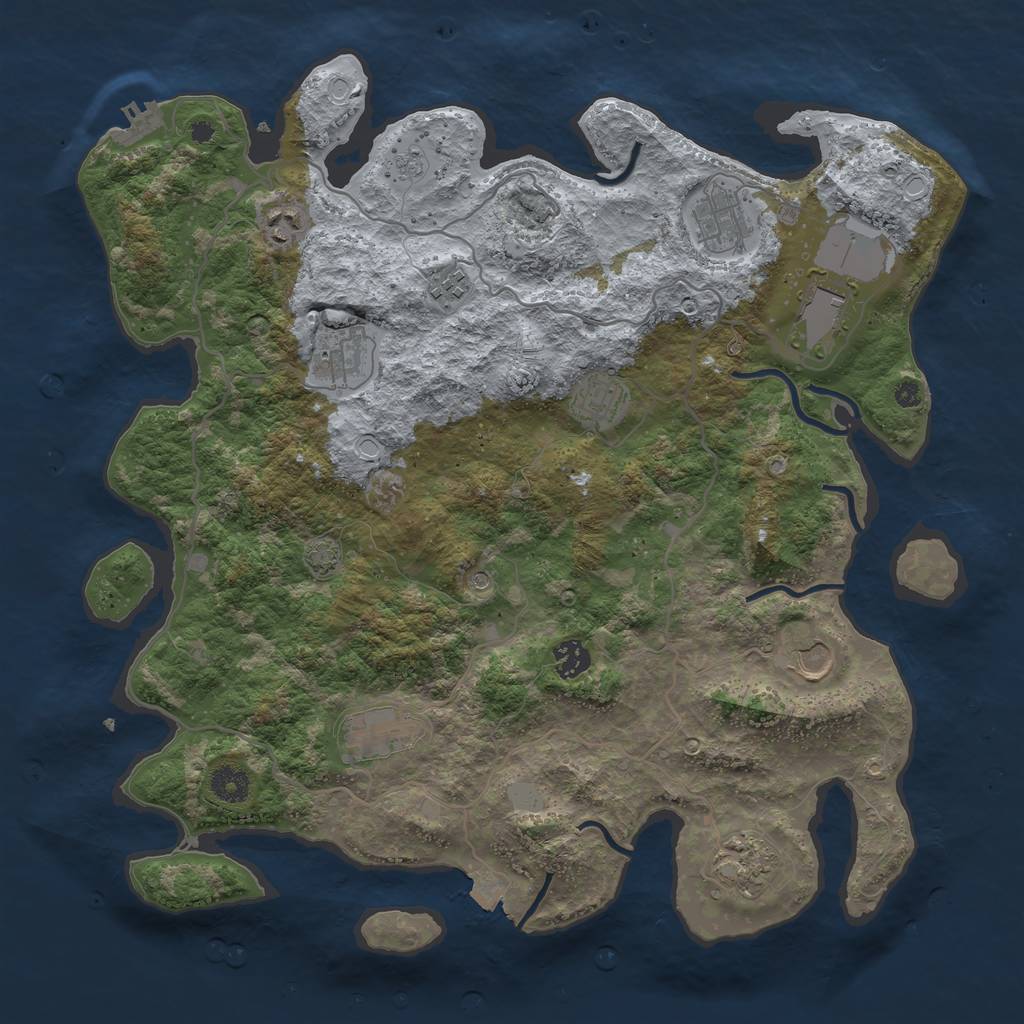 Rust Map: Procedural Map, Size: 4000, Seed: 990257, 17 Monuments