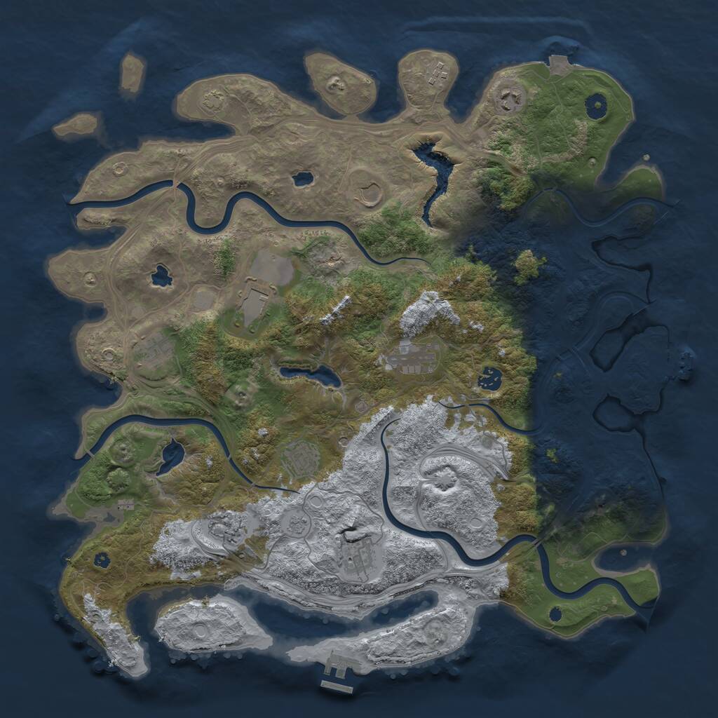 Rust Map: Procedural Map, Size: 4500, Seed: 4646421, 16 Monuments