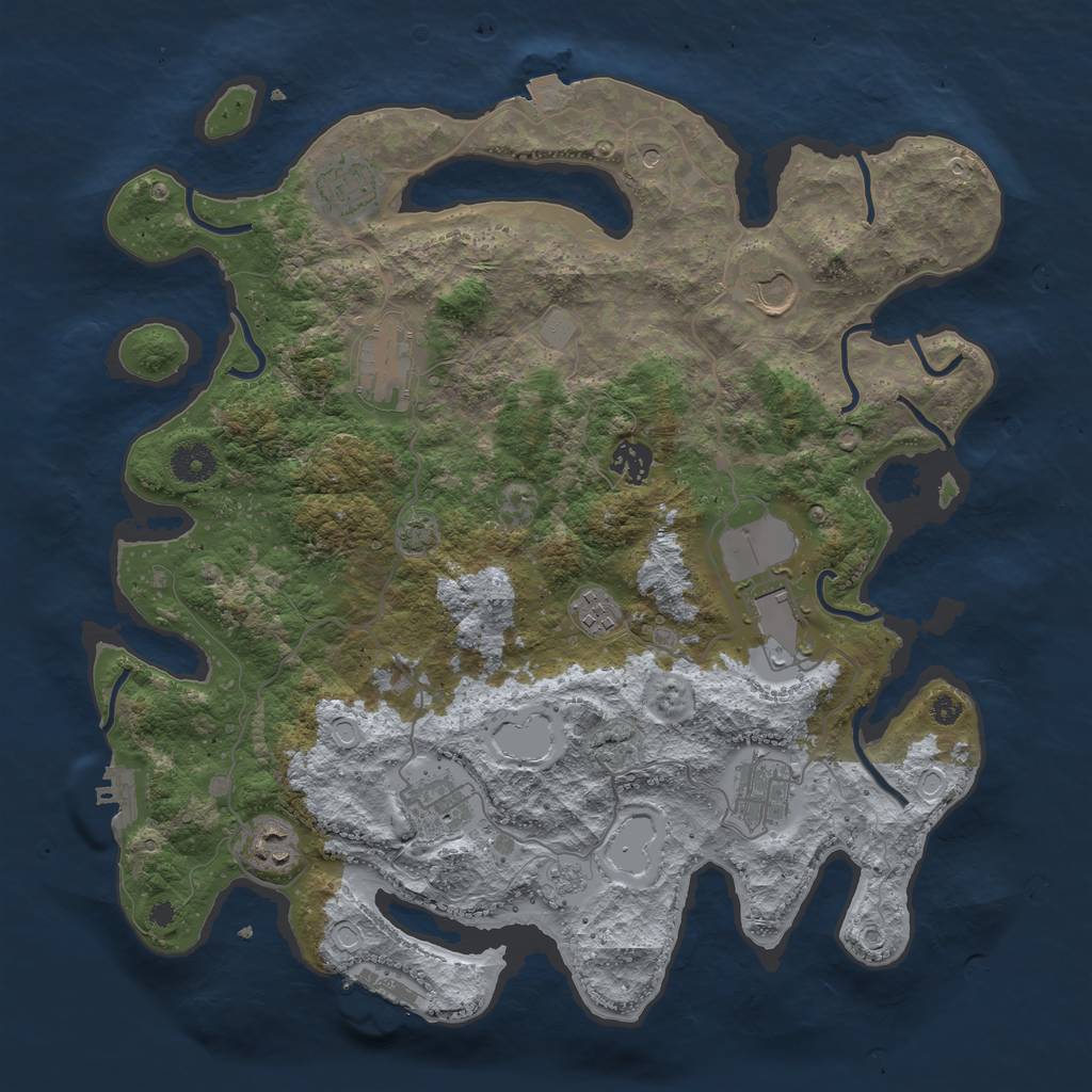 Rust Map: Procedural Map, Size: 3847, Seed: 449947337, 17 Monuments