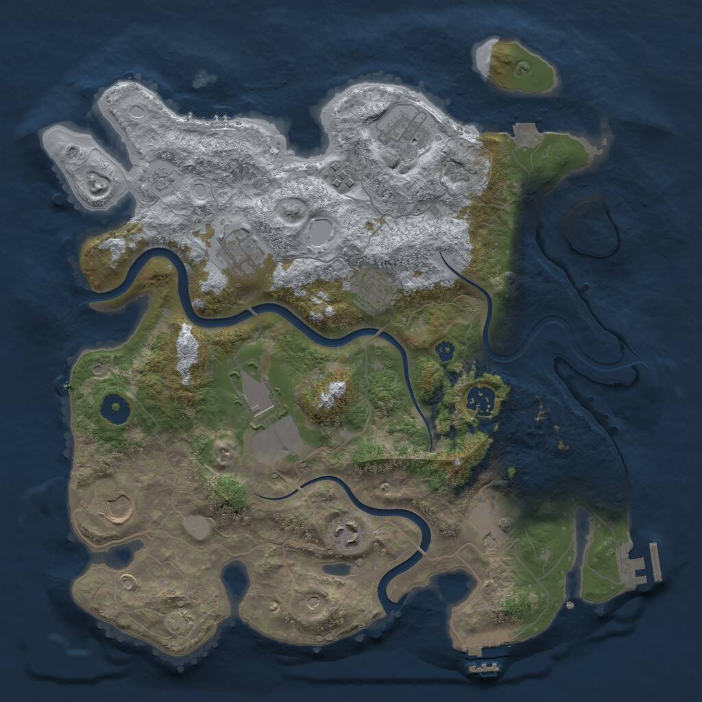 Rust Map: Procedural Map, Size: 3600, Seed: 1712530779, 15 Monuments
